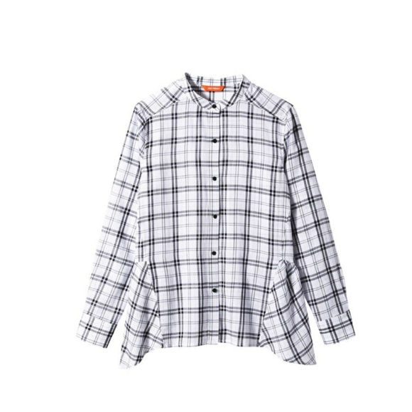 Back Peplum Plaid Blouse - Picture 3 of 8